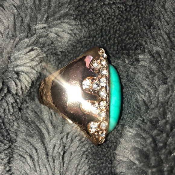 Turquoise Ring with Cubic Zirconia Crystals - Picture 4 of 6